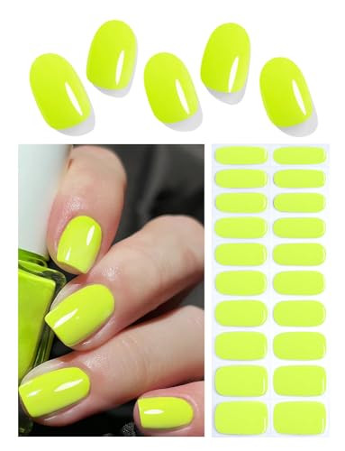 Wahrshei Pegatinas de Gel | Verde Luminoso Pegatinas Uñas Gel | 2...