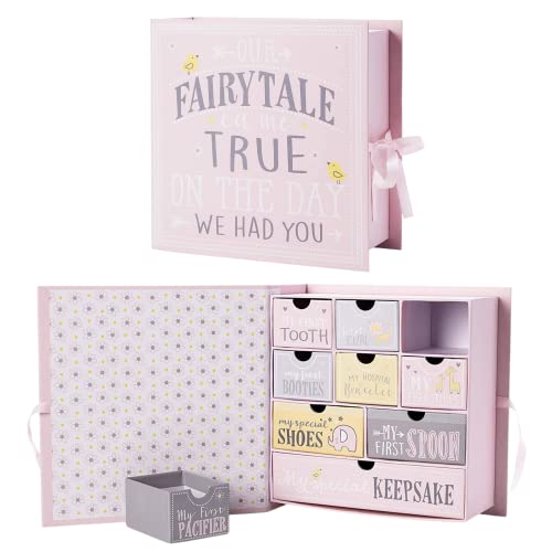 Image of VOTUM Baby Keepsake Box for Treasured Memories, Fairytale - Lightweight, Handcrafted Baby Boxes with 9 Labeled Compartments for First Memories - Gender Neutral Baby Shower Gifts for Girls, Boys