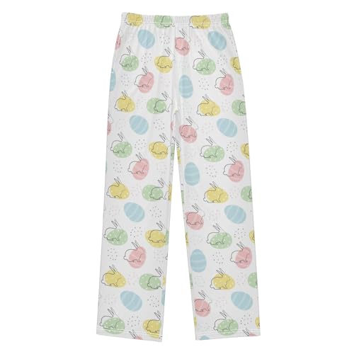ZZXXB Colorful Egg and Bunny Boys Long Pants Soft Trousers Elastic Waist Kids Lounge Bottoms with Pockets S-XL