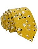 Kebocis Mens Cotton Skinny Tie Floral Ties for Men, Yellow