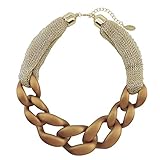 Bocar Statement Chunky Fashion Acrylic Paint Beads Choker Net Chain Necklace for Women Gifts (NK-10510-Spruce Yellow)