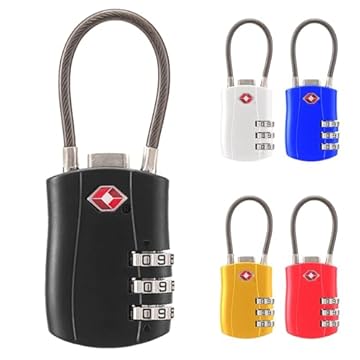 Cadeado TSA Com Combinação 3 Dígitos Para Mala De Viagem Cabo Flexível De Aço Revestido Cores Sortidas
