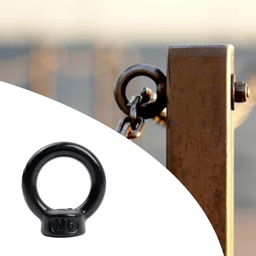 Image of Antrader M6 Metric Ring Shape Lifting Eye Nut,304 Stainless Steel M6 Ring Eye Bolts Threaded Nuts,Black,6Pcs