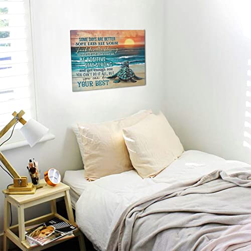 Sea Turtle Wall Art Ocean Beach Pictures Wall Decor Inspirational Quotes Canvas Painting Print Artwork Modern Home Decor Framed For Living Room Bedroom Bathroom12Inx16In #TOP4