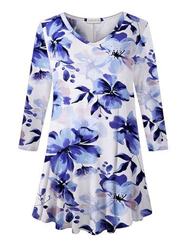 Image of LARACE Tunics 3 /4 Sleeve Plus Size Tops for Women V Neck Loose Fit Flowy Clothing for Leggings
