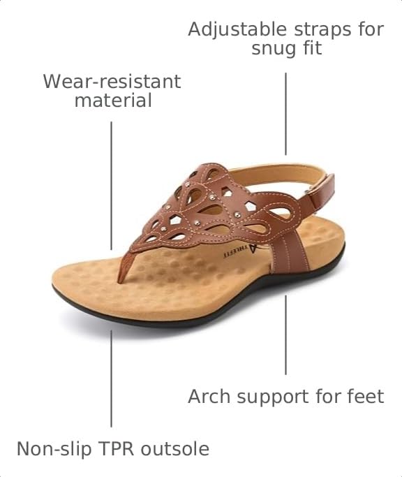 Image of Athlefit Orthopedic Sandals for Women Summer Adjustable Orthotic Thong Sandals with Arch Support