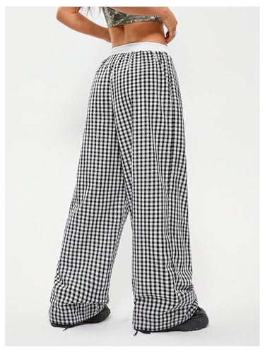 Image of RoseSeek Women's Letter Leopard Print Y2K Straight Elastic Waist Leg Pants