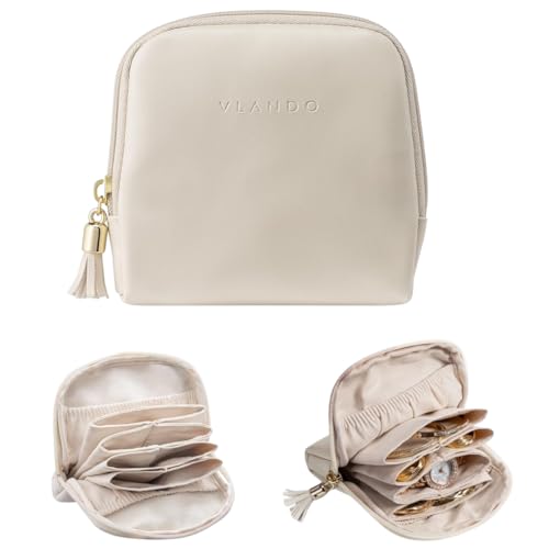 Estojo Porta-Joias de Viagem Feminino Premium – Couro PU Impermeável, Forro de Veludo Antirriscos, Compacto e Elegante | Ideal para Anéis, Colares, Pulseiras e Brincos