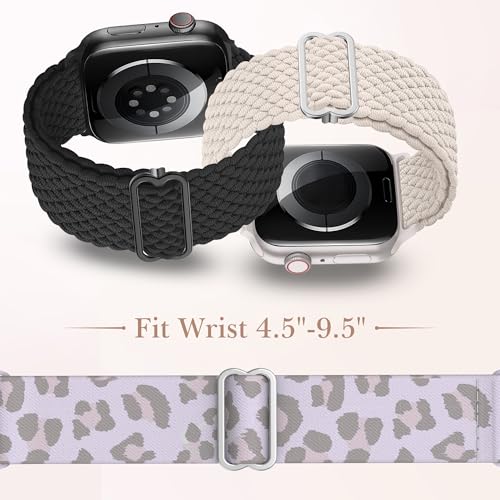 Image of Delidigi Stretchy Bands Compatible for Apple Watch Band Women 40mm 38mm 41mm 42mm 44mm 45mm 46mm 49mm, Nylon Braided Straps for iWatch Series 11 10 9 8 7 6 SE 5 4 3 Ultra 3 2 1