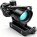 Hunting 4X32 Prism Scope Optical Sight Red Fiber Reticle Sights Black (RED Fiber Sight)