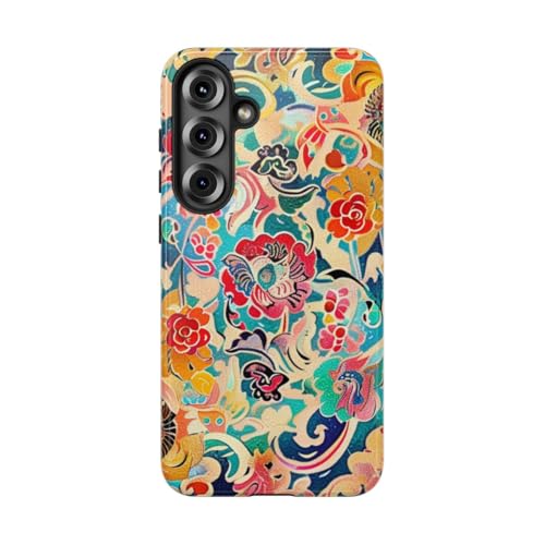 Coque antichoc Samsung S25 Plus bleu fleuri anti-rayures