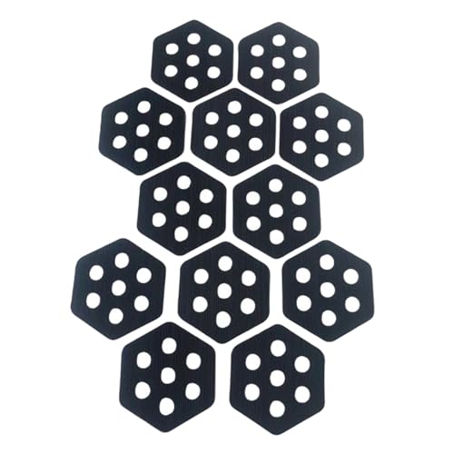 QSTDGVPW 12 Pieces Hexagon Surfboard Pads Non Slip Mat Surfing Padding Deck Grips Deck Pads for Paddle Board Shortboards Kiteboards, Black