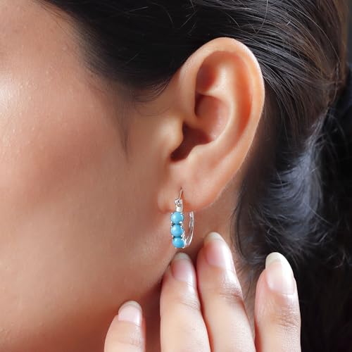 Shop LC Sleeping Beauty Turquoise 925 Sterling Silver Earrings for Women Jewelry Ct 1.48 Birthday Gifts for Women3