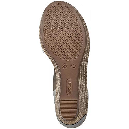 Image of Rieker 624H6 Fanni Women's Wedge Sandals - Lightweight, Comfortable and Supportive - Slip On Sandals with Cushioned Insole and High Wedge for Everyday Stylish Wear