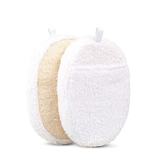 Exfoliating Loofah Pads, 2 Packs Natural Luffa Material Loofah Sponge Shower Body Scruber