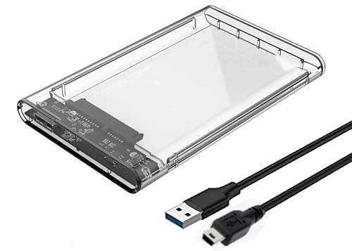2.5" SATA SSD Enclosure Transparent Case, USB 2.0 to SATA Tool-Free External Hard Disk Case with Fast Transfer Speed 480Mbps Up to 4TB Storage Capacity Compatible with 2.5 SATA SSD / HDD-image-38