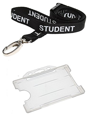 Identity-Plus: Black Pre-Printed Student Lanyard with Clear Landscape Card Holder (5)