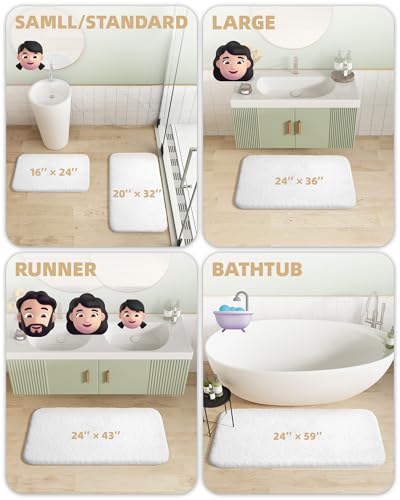 Plush White Bathroom Rugs 20x32