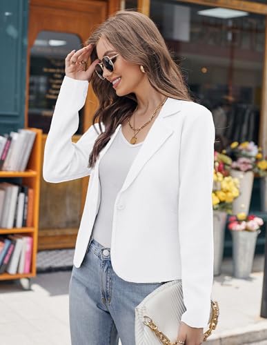 Image of GRACE KARIN Women Sweater Blazer Casual Work Croppped Cardigan Lightweight Button Front Short Knit Blazer Jacket S-XXL