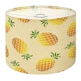 Boho Drum Lamp Shades - 11' x 11' x 8.9' Seamless bright colored pineapple fruits leaf Modern design Replacement Natural Linen Lampshades for Table Lamps, Floor Lamps Easy Assembly