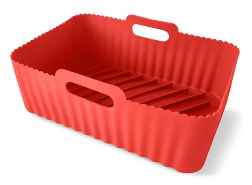 Guardini, Molde rectangular con asas 15 x 22 cm, ideal para freidora de aire, silicona alimentaria, rojo, línea Air Fryer