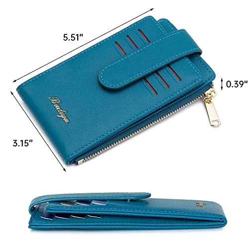 Image of Badiya Slim Women Wallet RFID Blocking Bifold Compact 9 Card Slots Holder Wallets Soft Leather with Zipper Coin Pocket 2 ID Window