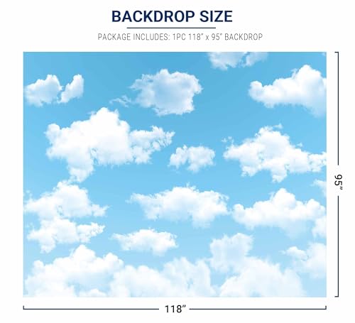 Allenjoy 10x8ft Blue Sky White Cloud Backdrop for Newborn Spring Portrait Photography Pictures Kids Children World Travel Aviator Birthday Party Decor Welcome Baby Shower Photo Shoot Background by Allenjoy - Image 3