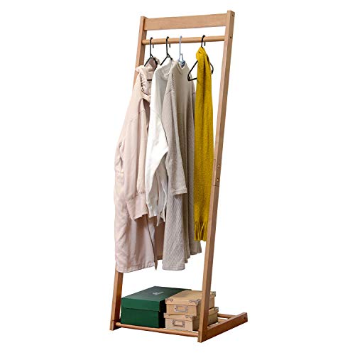 ??(Hagihara) Hagiwara VR-7216LBR Hanger Rack, Light Brown, Made of Natural Wood, Wide, Width 19.7 inches (50 cm), 1 Unit