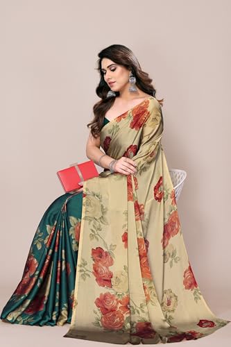 Image of MIRCHI FASHION Women Sari Georgette Plain | Breathable Lightweight Solid Color Saree for Office and Regular Wear with Blouse Piece