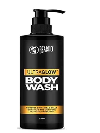 Beardo UltraGlow Body Wash for Men, 200ml | Brightens Skin Tone | Removes Dirt & Dead Cells | Contains Mulberry & Bearberry Extracts | For Face and Body | Refreshes Instantly