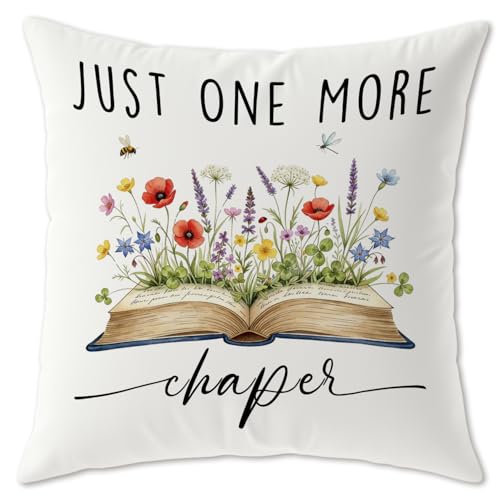 Image of Retirement Gifts for Women Pillow Covers, Retired Gifts for Coworkers, A New Chapter Begins Floral Books Retirement Pillow Covers 18x18,Librarian Gifts