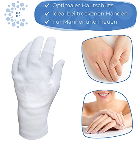 Well B4® Dermatest: Zeer goed - Care katoenen handschoenen, beschermende handschoenen van 100% katoen, zachte tricothandschoenen, 3 paar, wit - Image 3