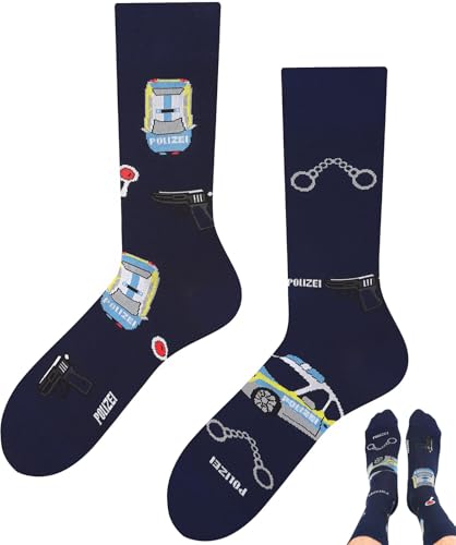 TODO Polizei Socken Lustig Socken Polizei Motiv mit Polizeiwagen Geschenke für Polizist 39-42