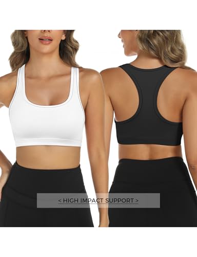Buauty 2 Packs Sports Bras for Women,Medium Support Sports Bra Push Up Racerback, Yoga Gym Athletic Bras2