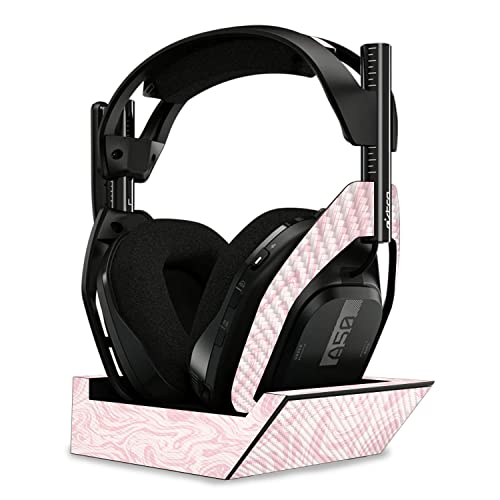 Image of MightySkins Carbon Fiber Skin Compatible with Astro A50 Wireless Headphones + Base Station (Gen 4) - Silky Pink | Protective, Durable Textured Carbon Fiber Finish | Easy to Apply | Made in The USA
