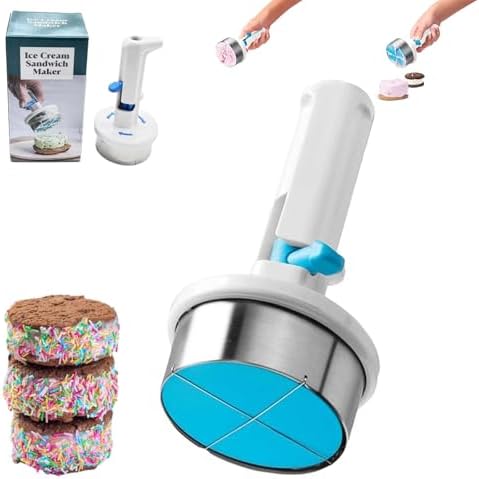 Freuqenci Ice Cream Sandwich Maker, 2026 New Stainless Steel Fun Freuqenci One-Hand Ice Cream Sandwich Scooper, Easy Trigger Release for Creative Ice-Cream Burger Making for Dessert Shop (1pc)