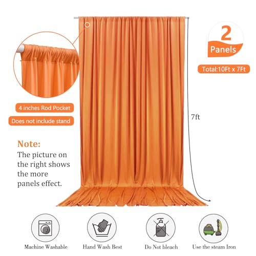 Image of 10 x 7 Feet Orange A Backdrop Curtain for Partie, Background Curtains for Photoshoot, Birthday, Wedding, Halloween, Thanksgiving, Christmas, New Year Party Decorations 5Ft x 7Ft, 2 Panels