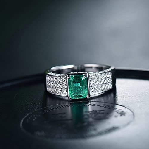 Men's Engagement Rings White Gold, Lab Created Emerald Engagement Ring 18K Emerald Shape 1Ct Mens Proposal Gift Ring Vs Size 7 #TOP4