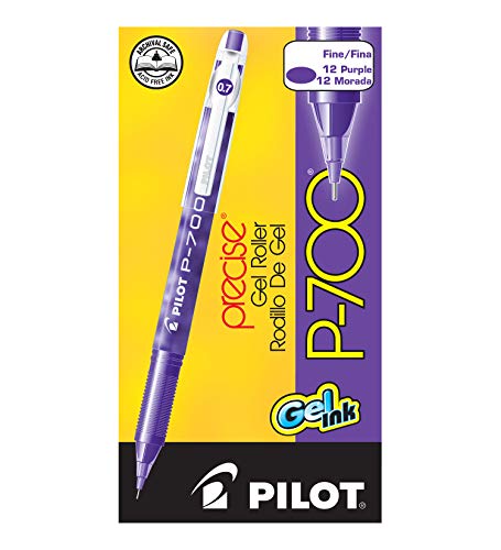 Pilot Precise P-700 Gel Ink Rolling Ball Stick Pens, Marbled Barrel, Fine Point, Purple Ink, 12-Pack (38621) #TOP1