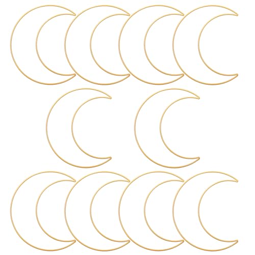 10 Packs Zhaoyao Moon Shaped Bronze Metal Hoops for Crafts, Dream Catcher Ring 8 Inches Metal Rings for Macrame, Macrame Ring for DIY Crafts Wedding Wall Hanging Decor