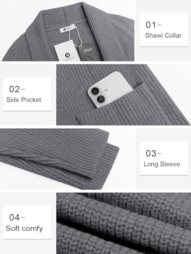 Image of Runcati Mens Shawl Collar Long Cardigan Casual Knit Open Front Sweater Fall Winter Thermal Cardigan Sweater