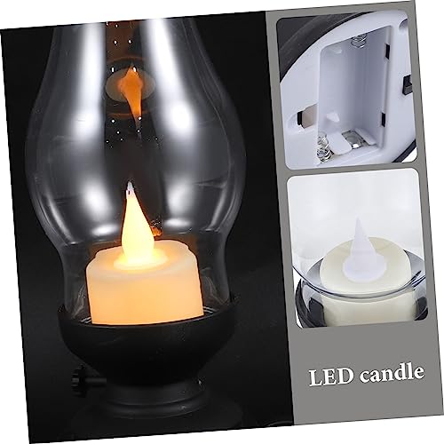 Lámpara de vela LED retro negra para viento en camping y salones 5