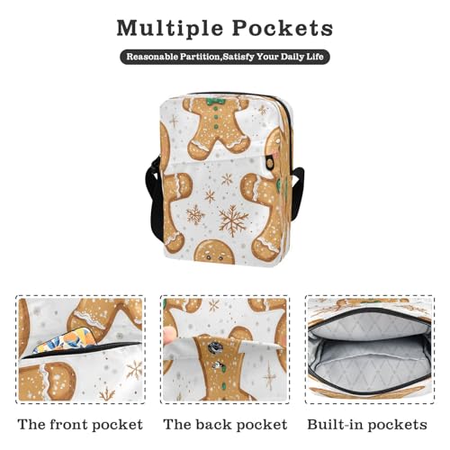 Crossbody Bag Cute Christmas Gingerbread Man Messenger Bag for Women Men Purse Shoulder Bag Satchel Bag with Adjustable Strap 202b66472