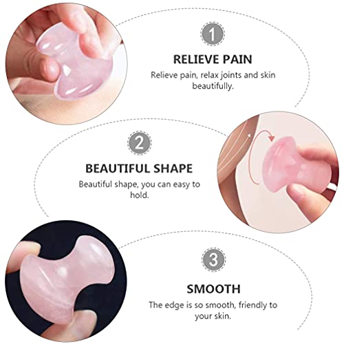 HEALLILY 2 Unids Natural Rose Cuarzo Gua Sha Sha Herramienta de Masaje de Hongos Tablero de Raspado de Cristal de Polvo Creativo Barras de Masaje Facial para Pieles de Spa Meditación - imagen 2