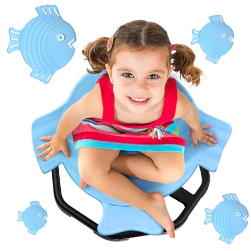 Evie Bee Spinning Chair for Kids Autism Sensory Equipment 360 Swivel Toys Wobble ADHD Kids Swivel Chair for Balance & Coordination Training Safe Durable Play Spinning Seat (Blue Little Fish)