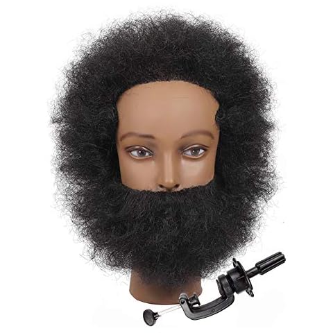 Afro Male Mannequin Head with 100% Human Hair - African American Manikin Head Hairdressing Training Head for Practice Cutting - Cosmetology Mannequin Head Doll Head (A style) Cover