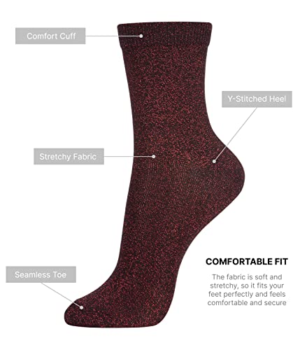 Dani's Choice Daily Fab Women's Glitter Metallic Micro Crew Quarter Socks - Perfect for Everyday Wear4