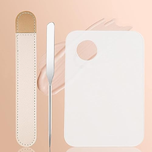 MAYCREATE Makeup Spatula & Palette Set, Stainless Steel Spatula And Clear Acrylic Foundation Palette Combo, Beauty Cosmetic Makeup Tool, Spatula With Protective Pu Sleeve,1 Count - Image 7