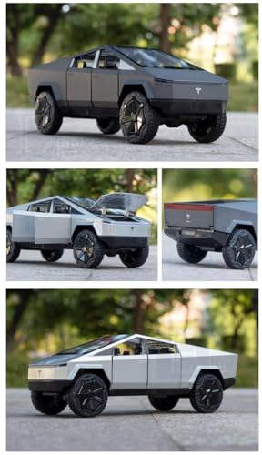 Image of 1:24 Scale Tesla Cybertruck Model Collection Enthusiasts Toy Pull Back Pick-Up Truck With Sound And Light, Alloy Diecast Toys For Kids Gift?Colors As Per Stock?(1:24 Tesla Truck)