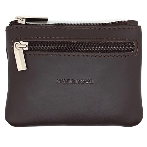 Monedero de Cuero con 3 Cremalleras Unisex, para Hombre o Mujer, Autentica Piel, Ubrique, Hecho a Mano, 10031 Marron